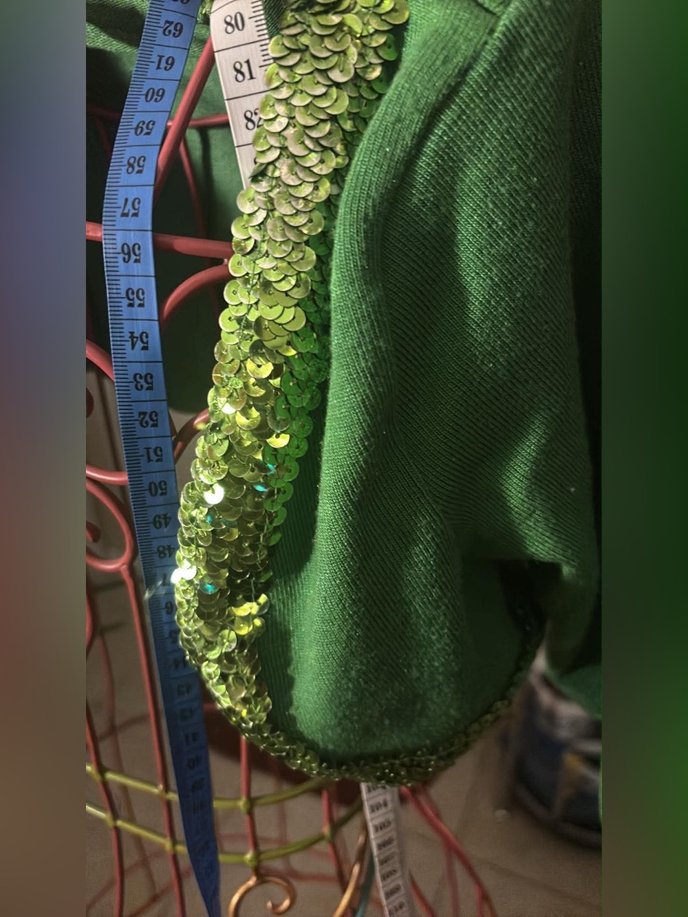 Dolce Vita Green Sequin-Trim Off-the-Shoulder Sweater